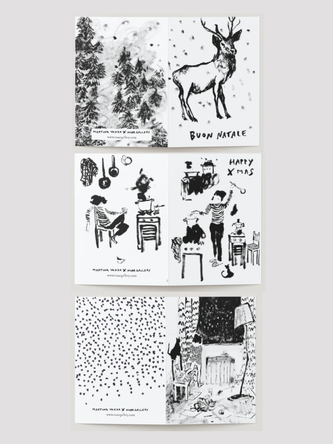 Bigliettini Natalizi illustrati - Pacco da 3