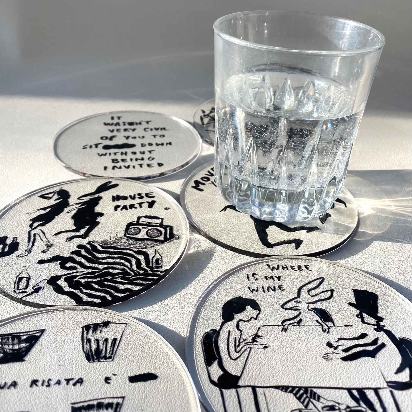 House Party - Sottobicchieri in Plexi trasparente pacco da 6